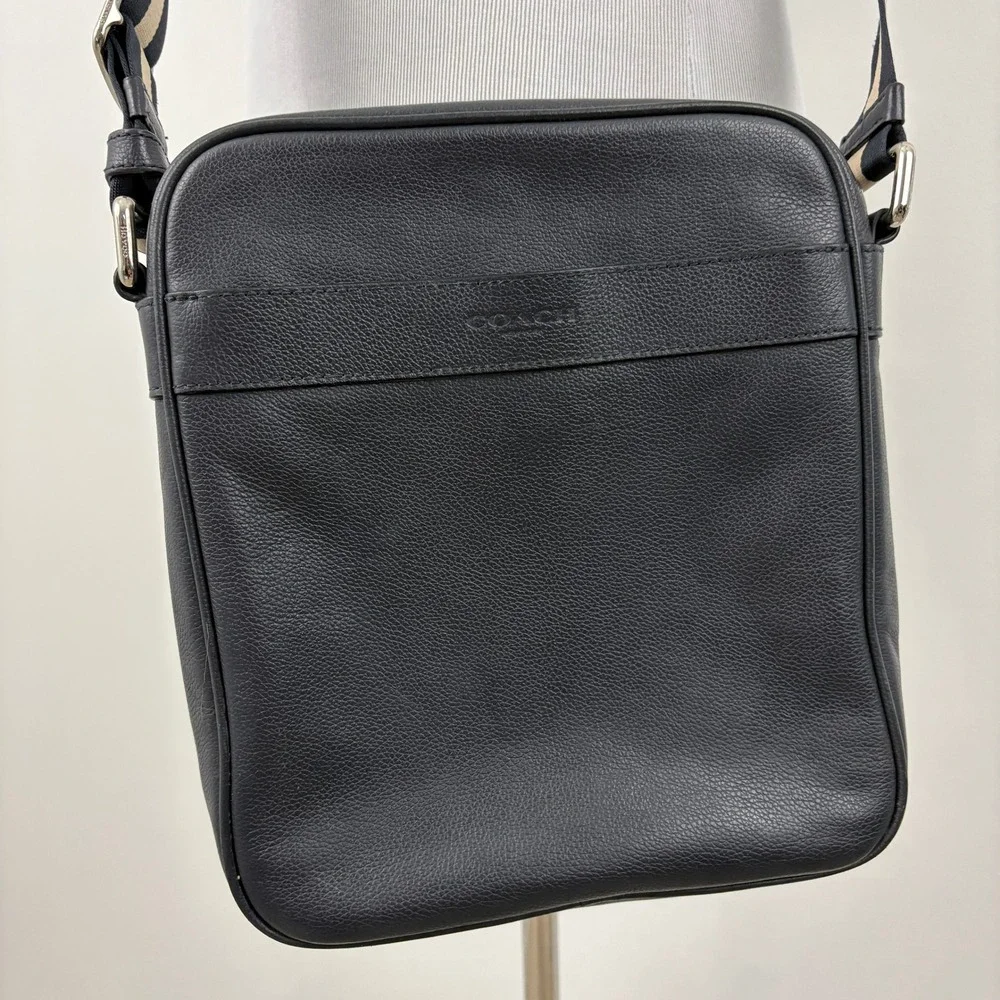 Coach Charles Flight Crossbody Messenger Bag Men's Midnight Leather